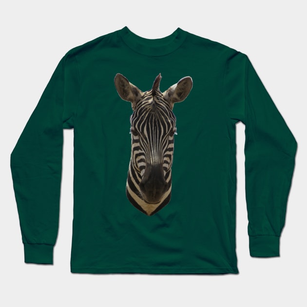 Zebra Portrait Long Sleeve T-Shirt by ellenhenryart